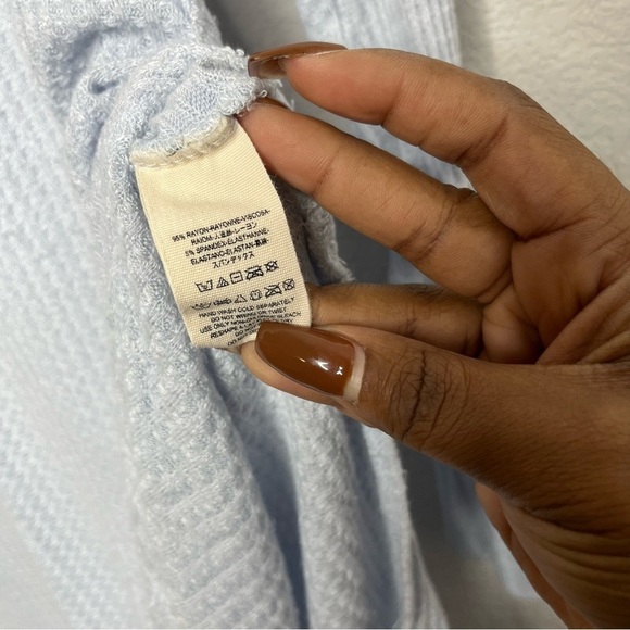 Free People Women‎ Waffle Knit Top Light Blue Small Long Sleeve Tunic Ventura - Picture 4 of 12